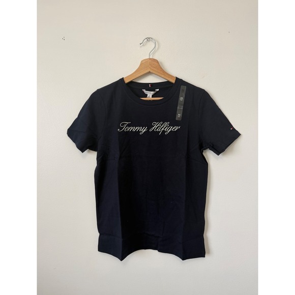 Tommy Hilfiger Women's Embroidered Signature Crewneck Shirt – Size Medium - Picture 2 of 6